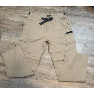 BC Clothing Convertible Cargo Pants Mens Lx32 Tan Stretch Utility Pocket Belted